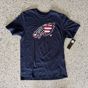 Logo Athletic Philadelphia Eagles Navy Short Sleeve Tee Shirt with American Flag